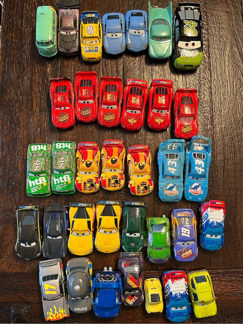 Mattel Disney Pixar Cars Diecast 1:55 Lot of 35 Lightning McQueen WGP